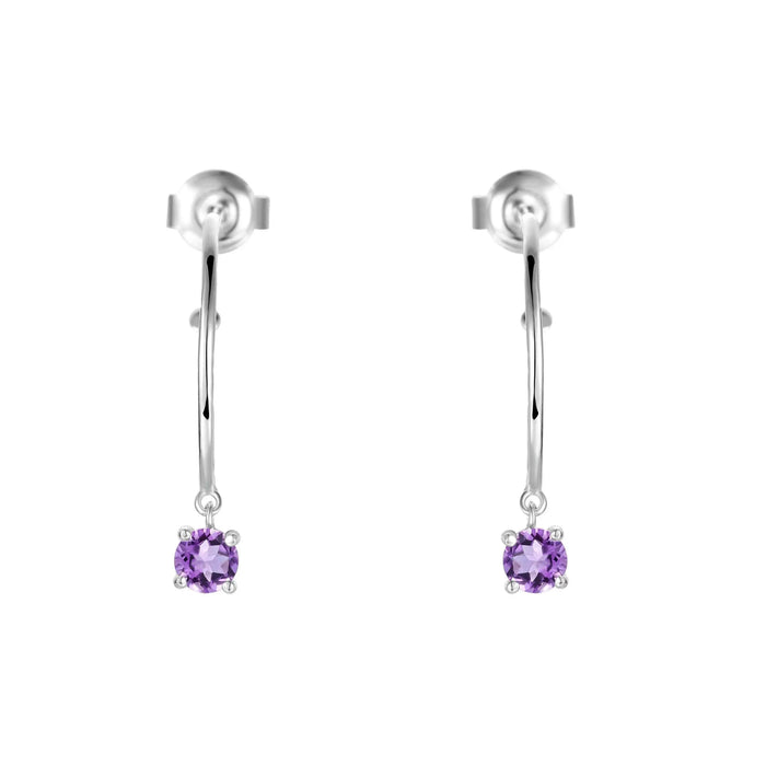 Amethyst Open Hoop Earrings by Fine Color Jewels