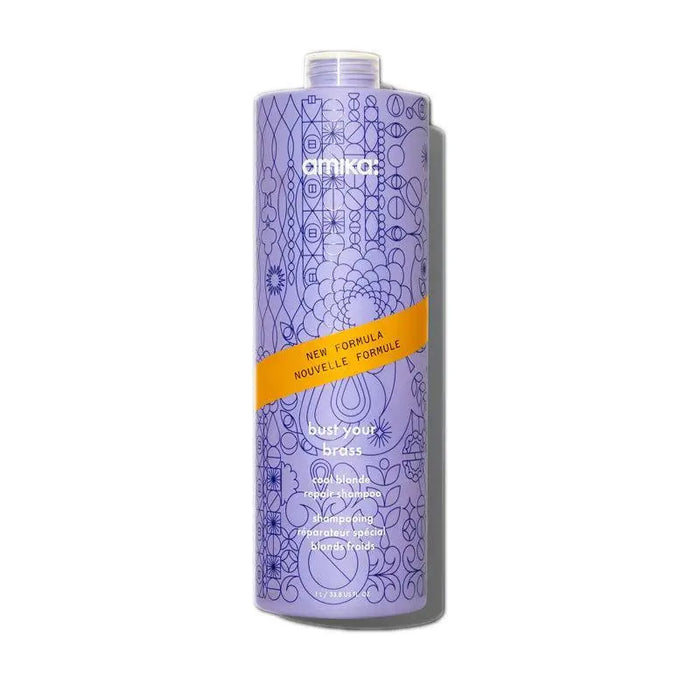 Amika Bust Your Brass Cool Blonde Strength Repair Shampoo by The Warehouse Salon