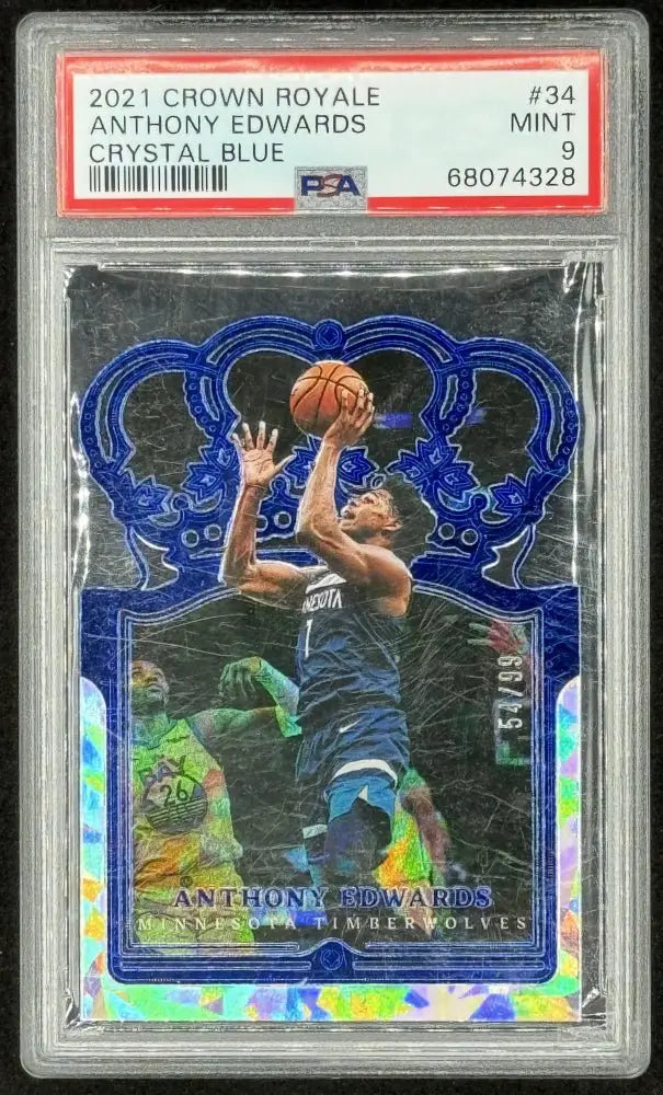 Anthony Edwards 2021-22 Crown Royale Crystal Blue #34 #54/99 (PSA 9) by Price Is Right Miami