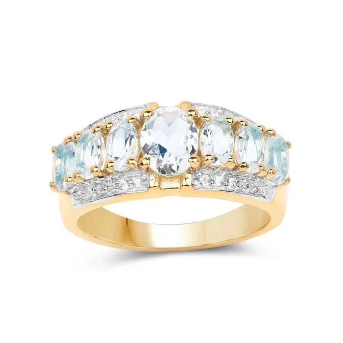 Aquamarine Diamond Engagement Ring by Fine Color Jewels