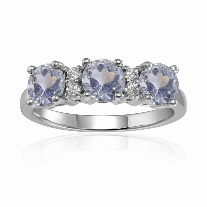 Aquamarine Three Stone Ring by Fine Color Jewels