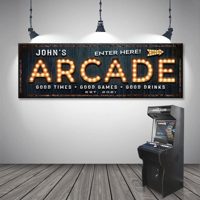 Arcade Enter Here Sign by Tailored Canvases