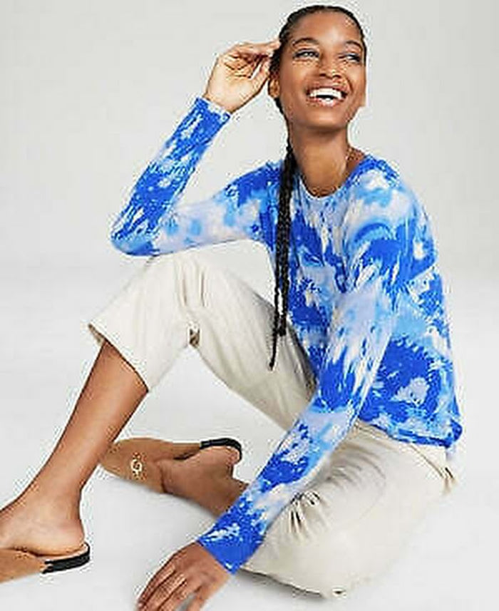 Charter Club Cashmere Tie-Dyed Sweater, Blue, Size Medium by Vanessa Jane