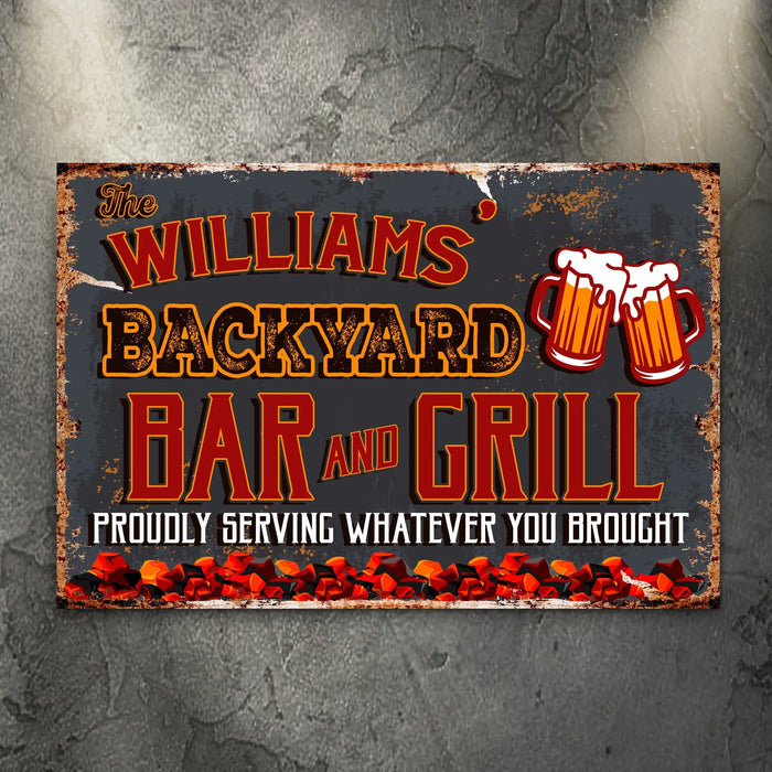 Backyard Bar And Grill Sign VII by Tailored Canvases
