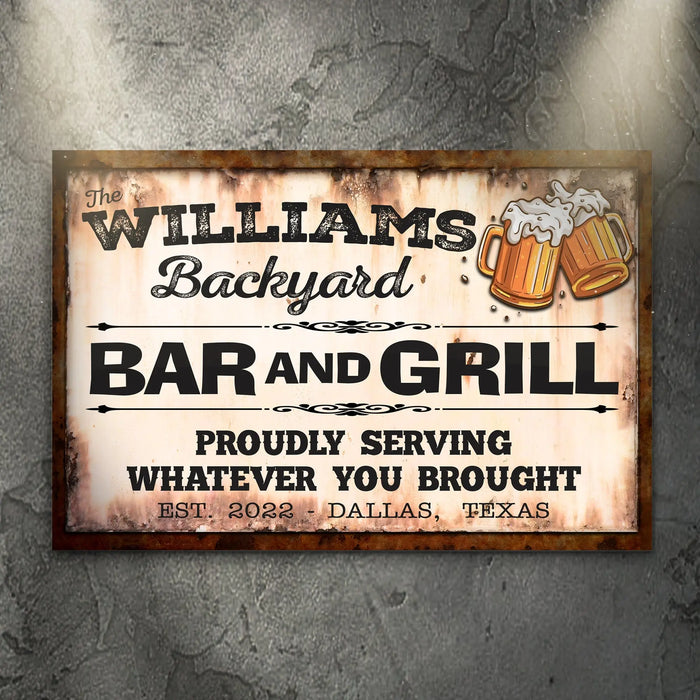 Backyard Bar & Grill Sign IX by Tailored Canvases