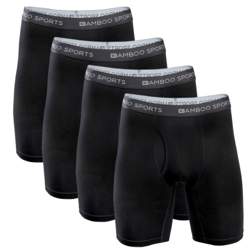 Men's 6" Inseam Bamboo Rayon Boxer Briefs - 4 Pack by Bamboo Sports