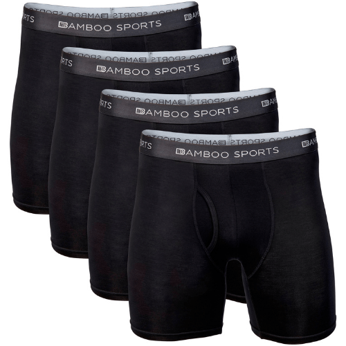 Men's 4" Inseam Bamboo Rayon Boxer Briefs - 4 Pack by Bamboo Sports