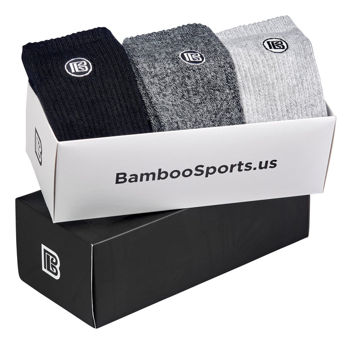 Premium Bamboo Rayon Crew Socks - 3 Pair Gift Box by Bamboo Sports