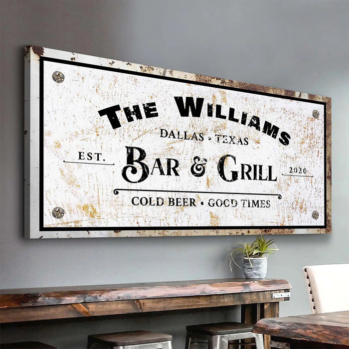 Bar and Grill Sign VIII by Tailored Canvases
