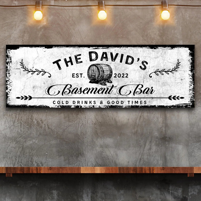 Basement Bar Barrel Sign by Tailored Canvases
