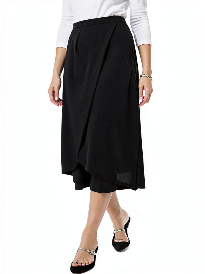 Alfani Faux-Wrap Skirt - Deep Black, Size 6 by Vanessa Jane