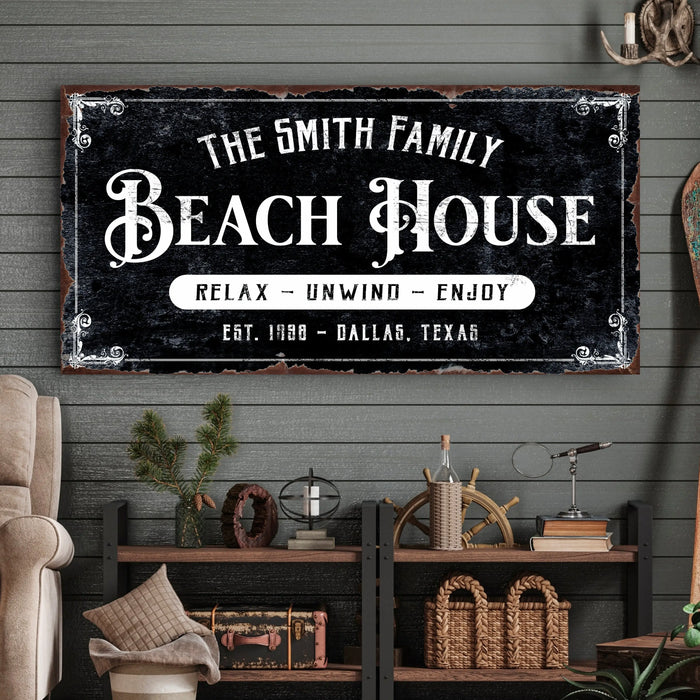 Beach House Personalized Sign III by Tailored Canvases