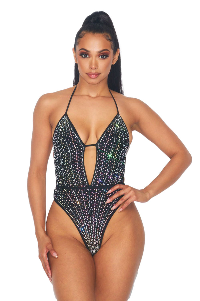 Beaded Halter Bodysuit by The House of Stylez