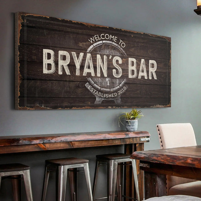 Beer Barrel Bar Sign by Tailored Canvases