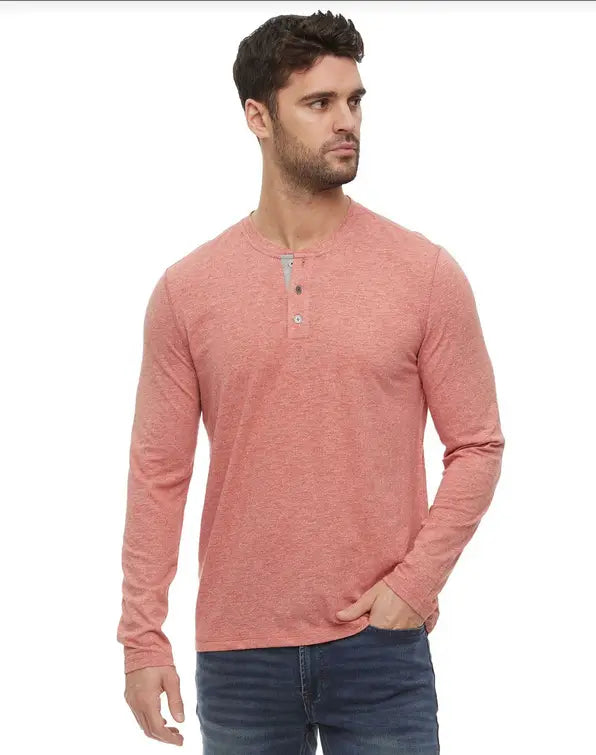 Birmingham LS Siro Slub Henley - Baked Red by Boutique 23
