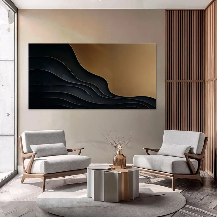 Black And Gold Minimalist Abstract X by Tailored Canvases