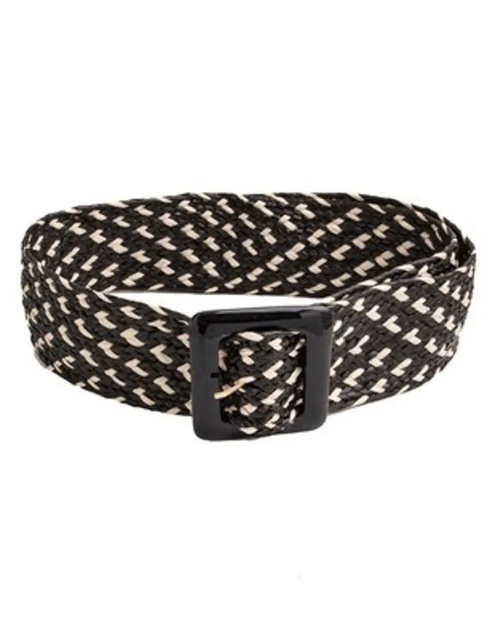 Black And White Braided Fashion Belt by Boutique 23