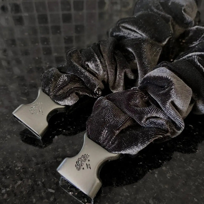 Black Velvet Buckle Scrunchie - No Snagging, No Tangles by Buckle Scrunchies by RE.STATEMENT