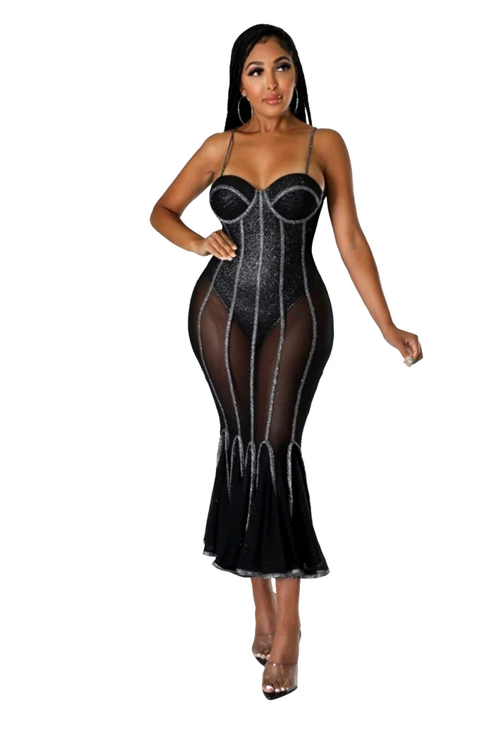 Sparkly Sweetheart Nylon Dress {bodysuit attached} by The House of Stylez