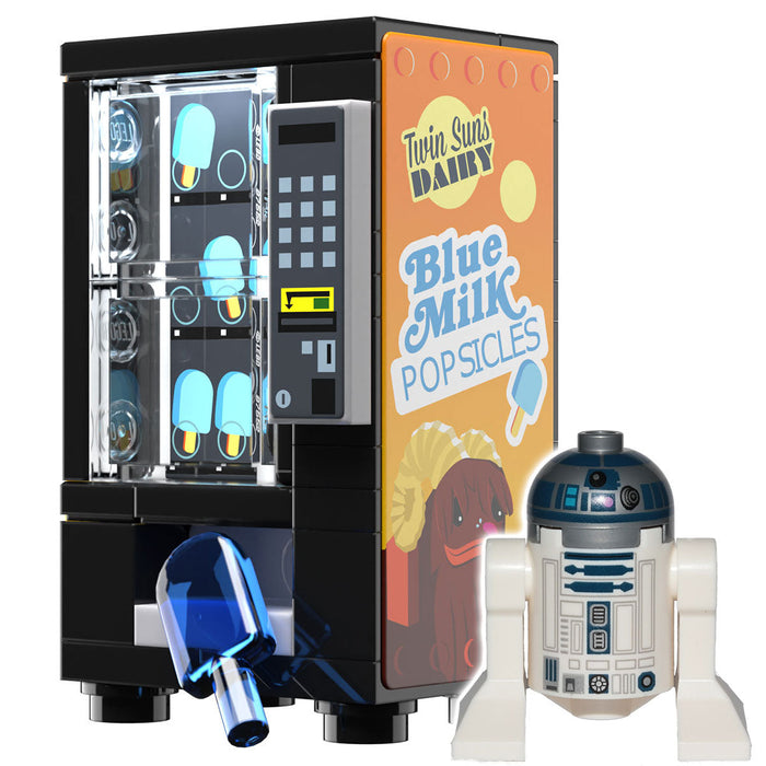 Blue Milk Popsicle Vending Machine with LEGO R2-D2 Minifigure - B3 Customs by B3 Customs