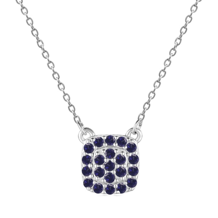 Blue Sapphire Encrusted Pendant Necklace by Fine Color Jewels