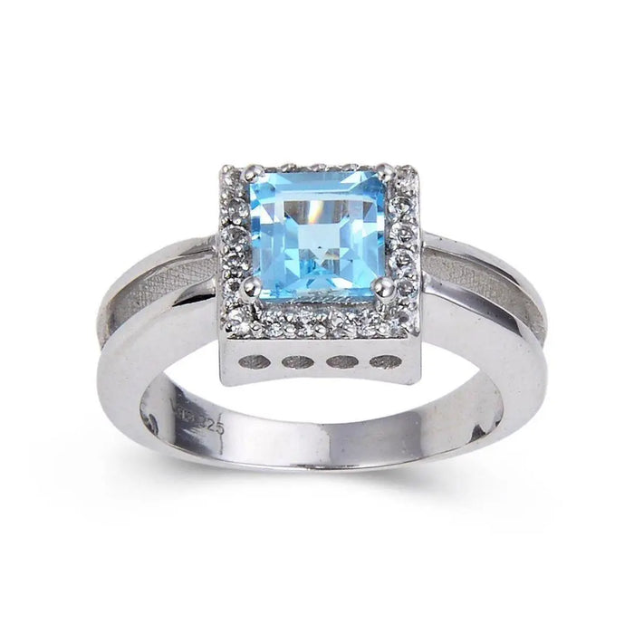 Blue Topaz Chunky Halo Ring by Fine Color Jewels