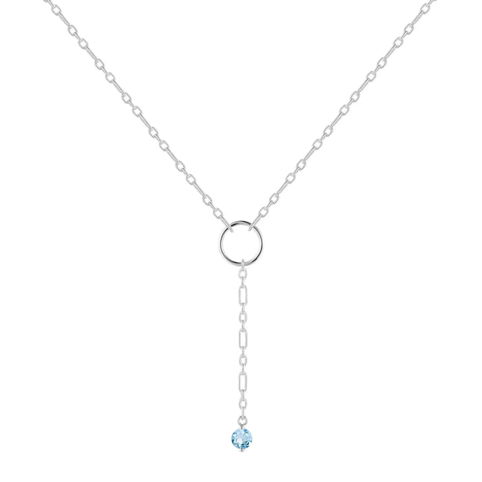 Blue Topaz Drop Necklace by Fine Color Jewels