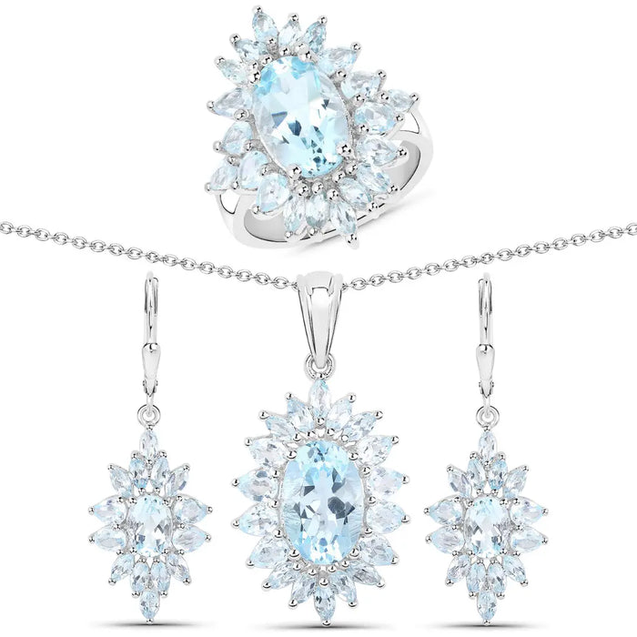 Blue Topaz Gemstone Jewelry Set by Fine Color Jewels