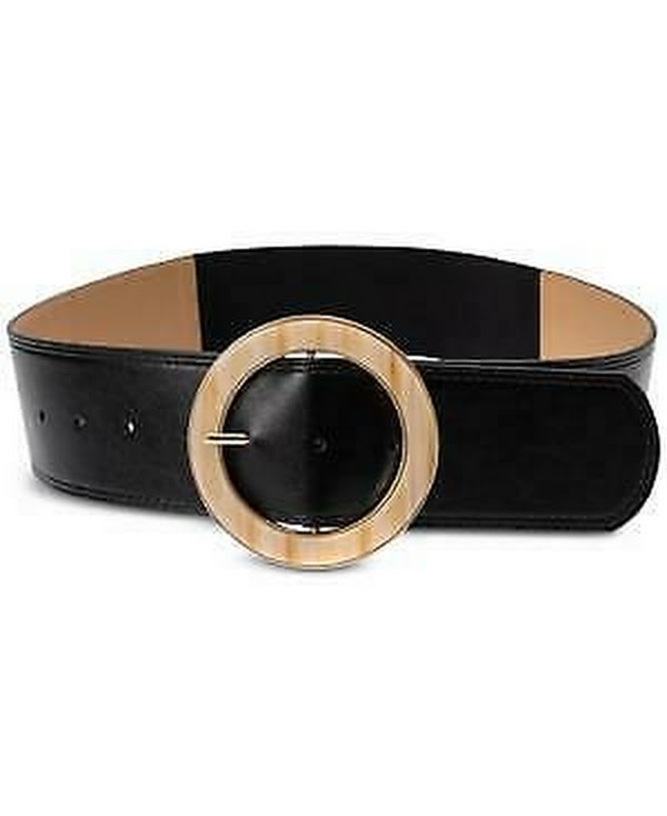 I.n.c. Round Buckle Faux Leather Stretch Belt by Vanessa Jane
