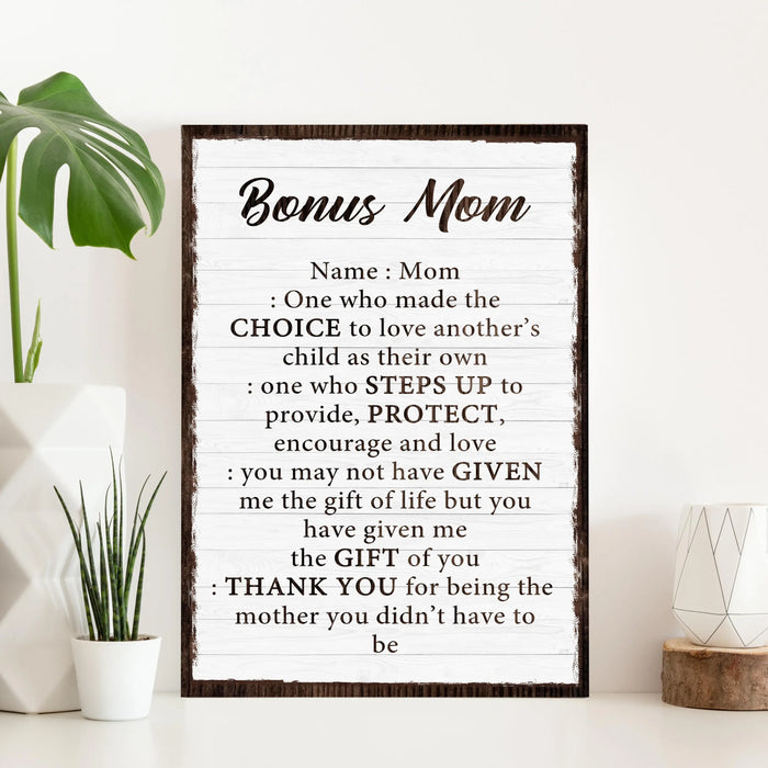 Bonus Mom Customized Sign II by Tailored Canvases