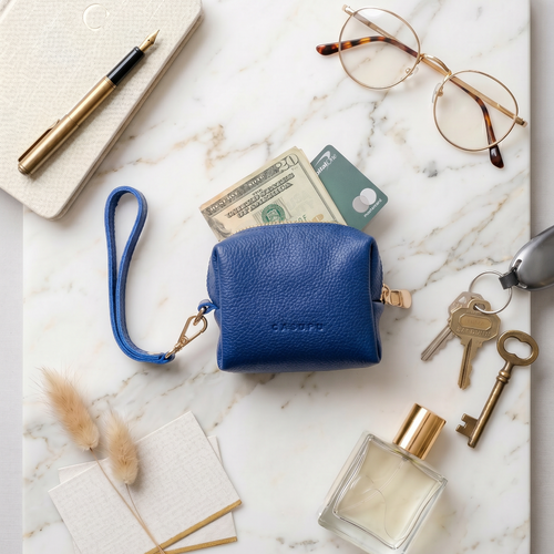 Mini Zipper Bag with Wristlet - Cobalt Blue by CASUPO