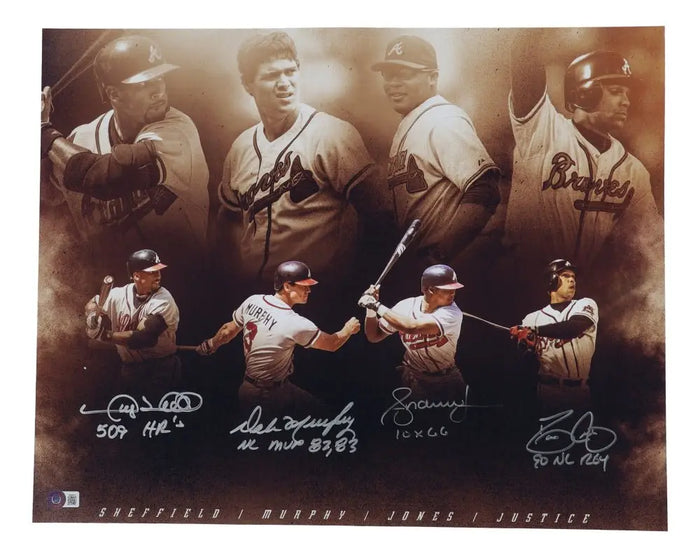 Braves Greats Signed 16x20 Photo, 4 Stat Inscriptions (Beckett) by Price Is Right Miami