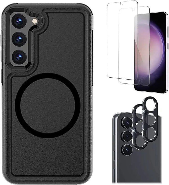 Bundle: Armor Series Case with Tempered Glass Screen and Camera Protector - Samsung Galaxy S23 by Zerodamage Sahara Case LLC