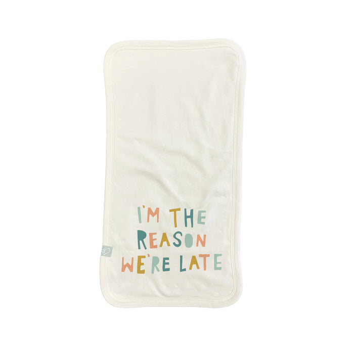 burp cloth | reason we are late by Finn + Emma