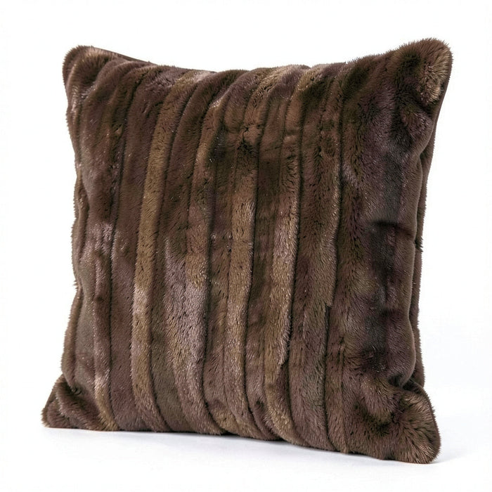 Madison Park MP30-2999 Duke Faux Fur Square Pillow; Chocolate – 20 x 20 In. by Vanessa Jane
