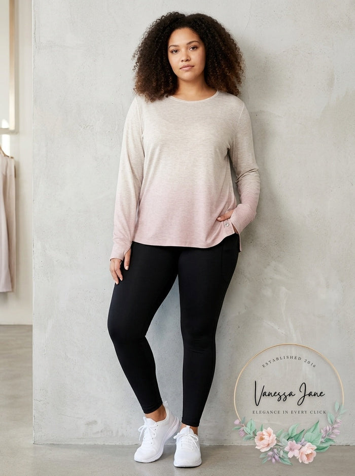 Ideology Long Sleeve Gradient Print T-Shirt Athletic Top by Vanessa Jane
