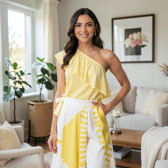 Milly Women's One Shoulder Top, Yellow, Size Small by Vanessa Jane