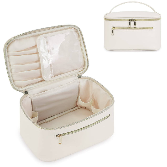 Vegan Leather Cosmetic Brush Bags Makeup Case : Milky White by Boutique 23