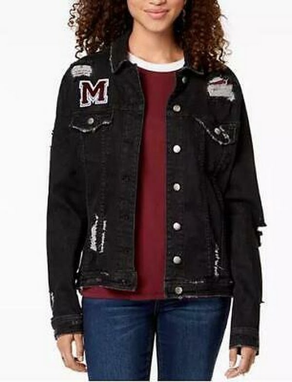 Tinseltown Juniors Ripped Denim Jacket, Size XS by Vanessa Jane