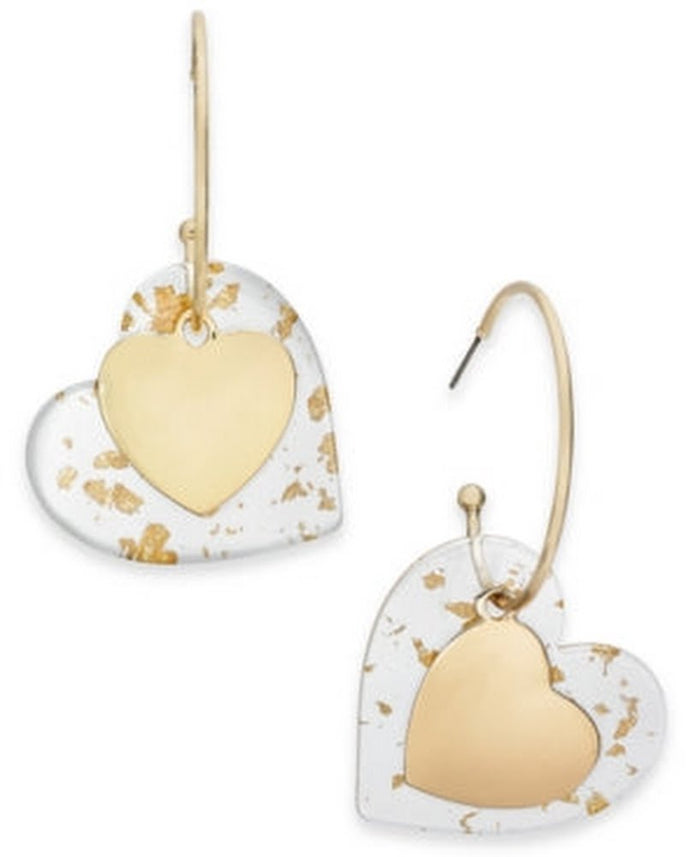 Inc Gold-Tone Resin Heart Drop Earrings by Vanessa Jane