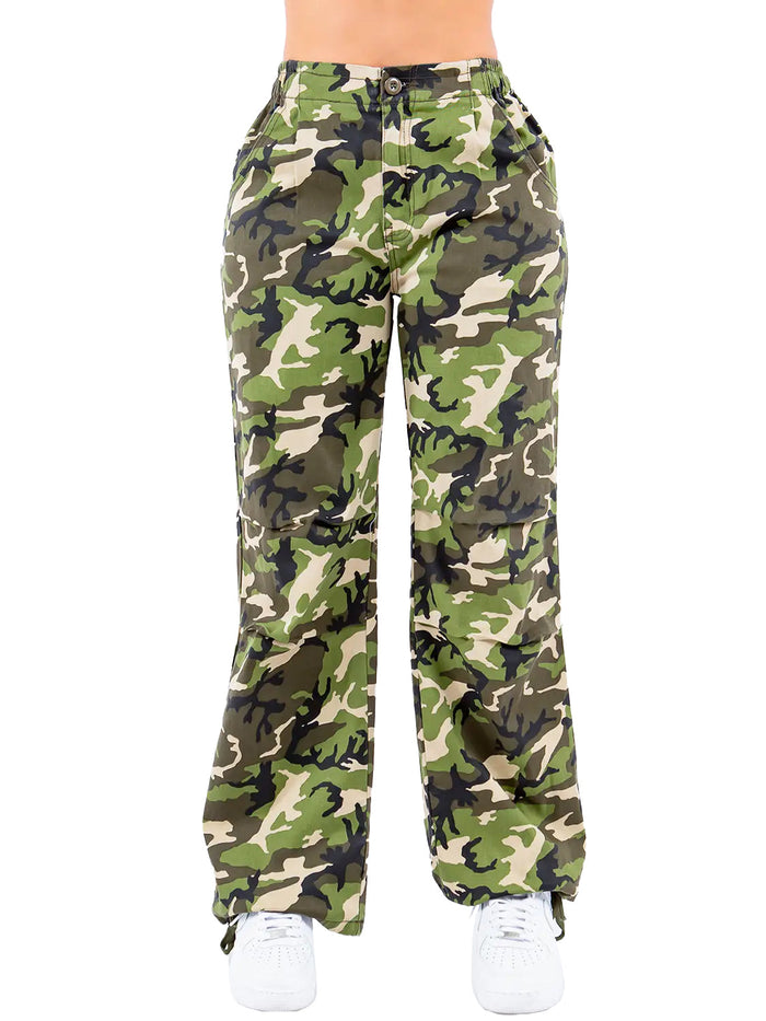 Camouflage Wide Leg Joggers -Green by The House of Stylez