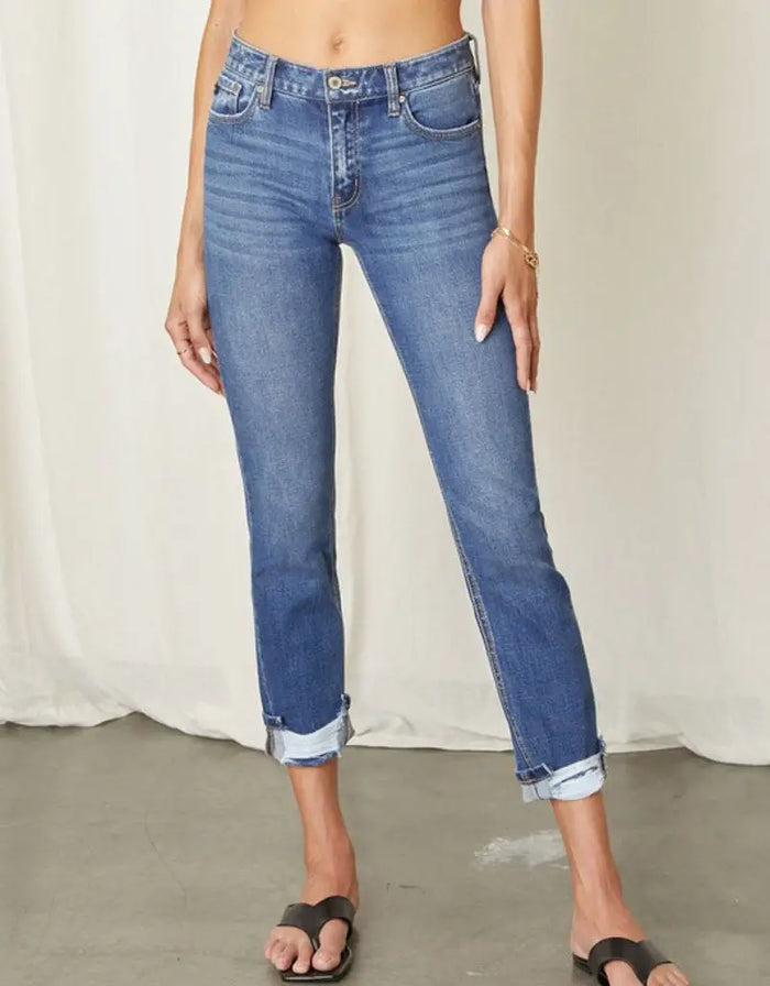 Cane Mid Rise Slim Straight Leg Jeans - Medium by Boutique 23