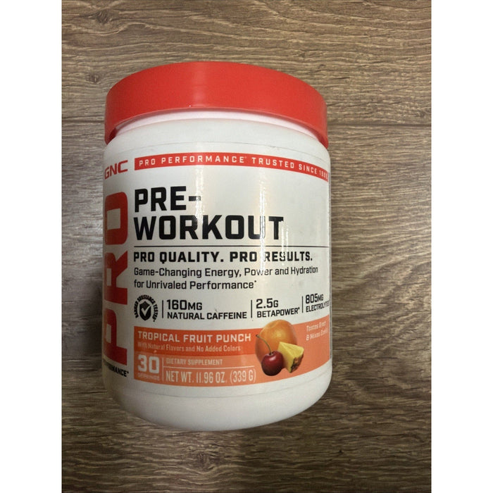GNC Pro Pre Workout Tropical Fruit Punch 30 Servings Energy Performance 11.96 Oz by Price Is Right Miami