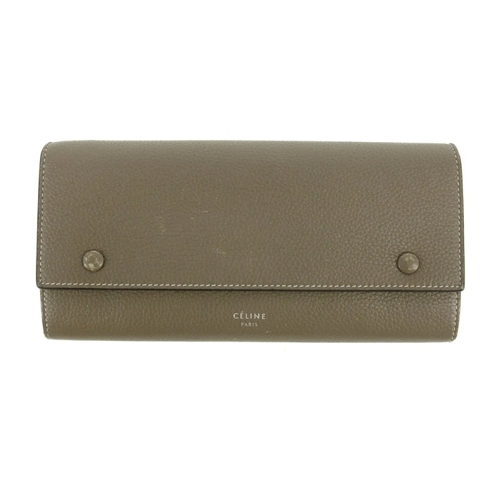 Celine Long Flap Calfskin Leather Grey Wallet #5874 by Bolt Boutique