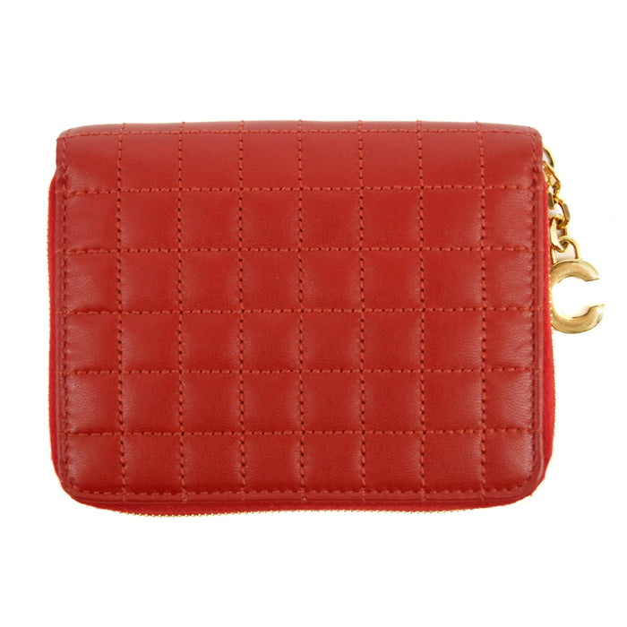 Celine Paris Red Checkered Quilt Compact Wallet #3036 by Bolt Boutique