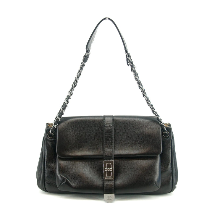 Chanel 2.55 Rare Caviar Skin Black Chain Shoulder Bag 8 Series #2683 by Bolt Boutique