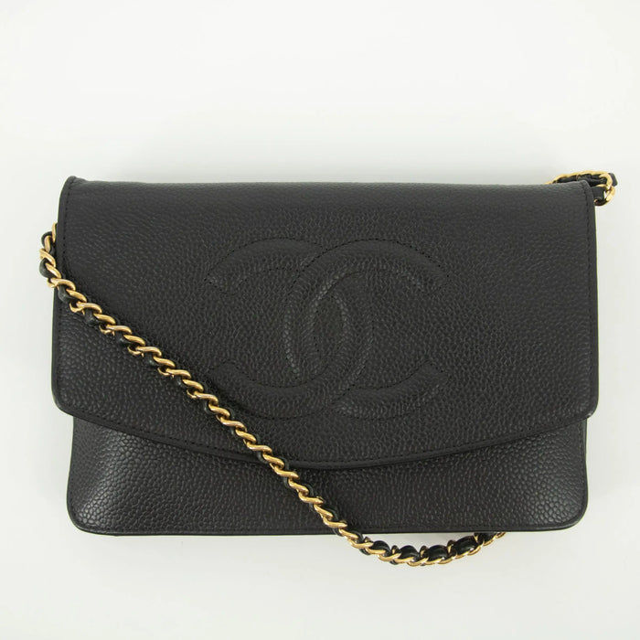 Chanel Black Caviar Skin Gold Hardware Wallet On Chain Crossbody Bag #2313 by Bolt Boutique