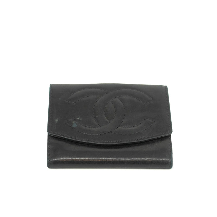 Chanel Black Lambskin Coco Mark Compact Wallet #3701 by Bolt Boutique