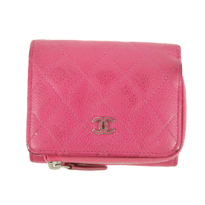 Chanel Caviar Calfshin Leather Pink Trifold Wallet #5342 by Bolt Boutique