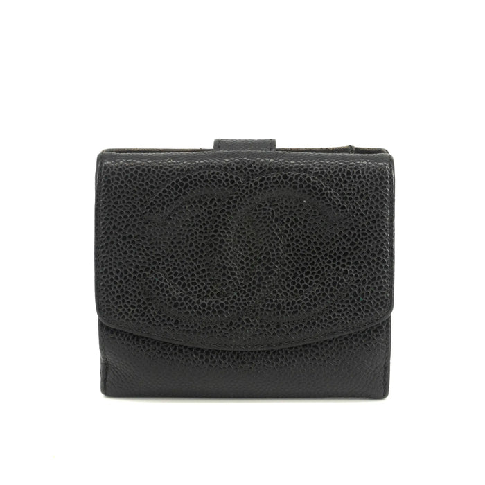 Chanel Caviar Skin Black Compact Bifold Wallet #3714 by Bolt Boutique